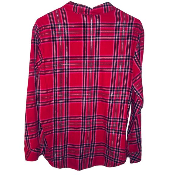NWT Victoria's Secret Womens Pajama Top Size SP Red Plaid Button Up Long Sleeve - Picture 3 of 7